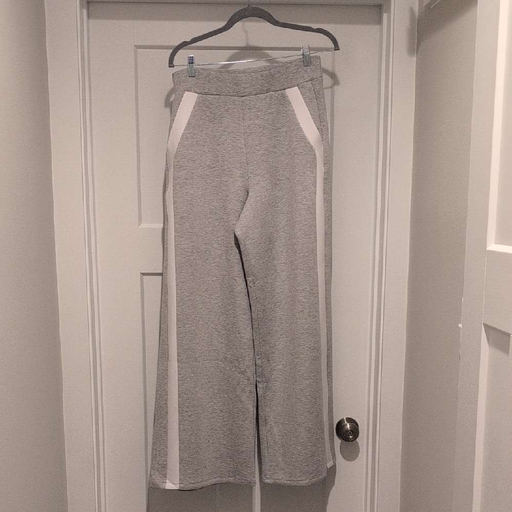SPANX Gray and White Wide Leg Track Suit Pants
